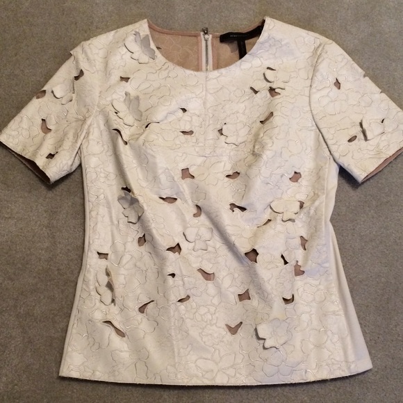 BCBG MAX AZRIA French Cream Flower Cutout Top