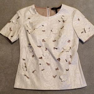 BCBG MAX AZRIA French Cream Flower Cutout Top
