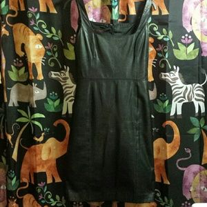 RALPH LAUREN 100% Leather sleeveless black dress