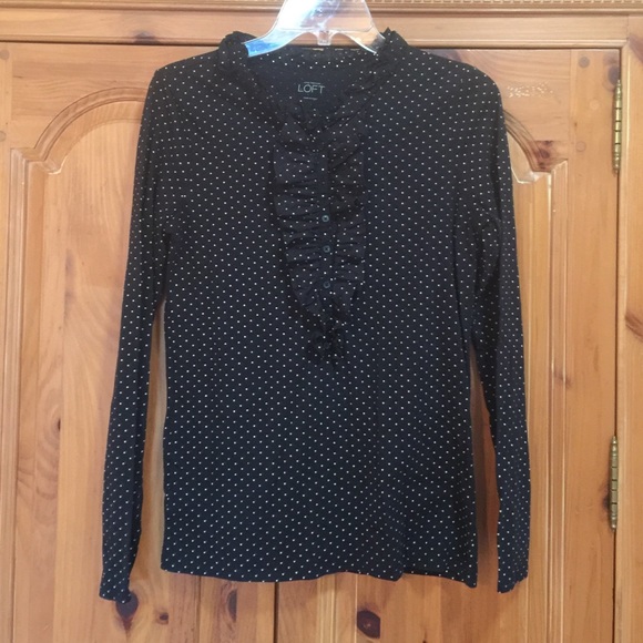 LOFT medium polka dot henle with ruffle