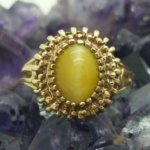 Vintage 10k Cats Eye Signed Truebrite Ring