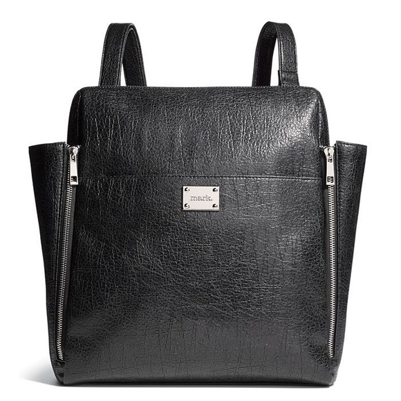 Black Vegan Leather Skinny Flat Backpack Bag