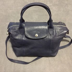 Longchamp Le Pliage - Small - Navy (leather)