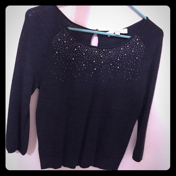 The Loft Charcoal Grey Beaded Sweater