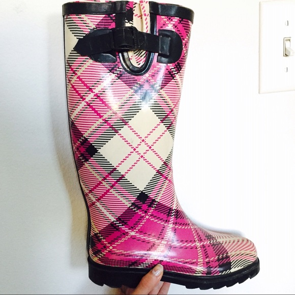 Plaid rain boots