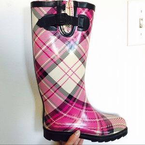 Plaid rain boots