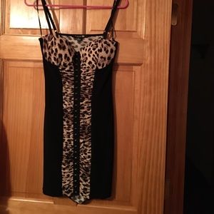 Black and leopard dress