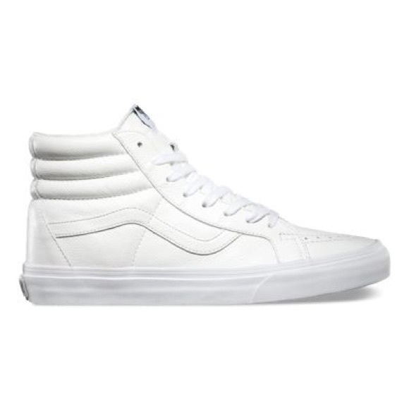 Sk8-Hi white leather vans