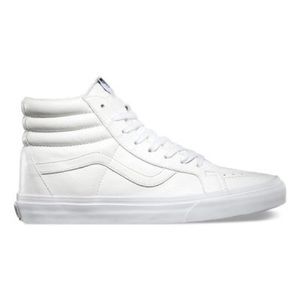 Sk8-Hi white leather vans