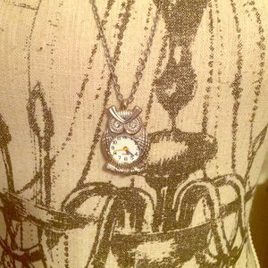 Owl Clock Necklace NEW