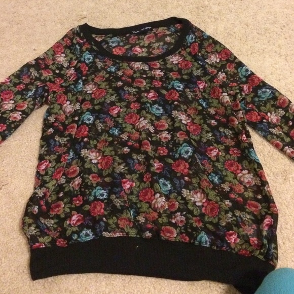 Flower printed long sleeve shirt. Kinda seethrough - Picture 1 of 3