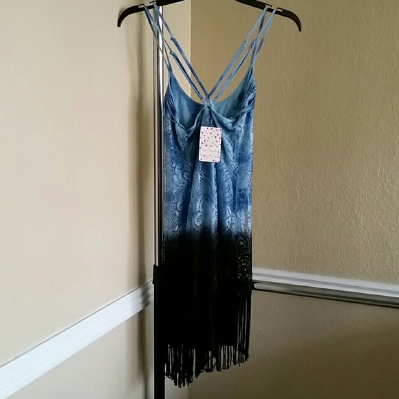 NWT Free People Blue Ombre Fringe Dress - Picture 3 of 4
