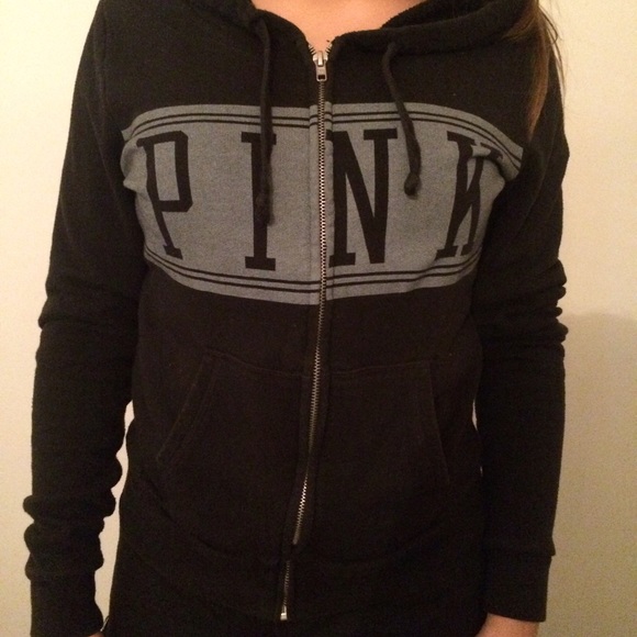 vs pink black zip up hoodie