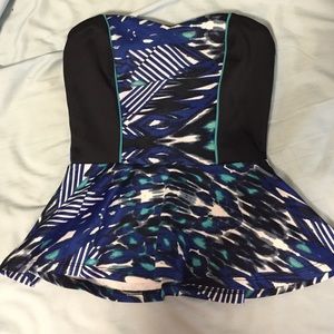 Strapless peplum top