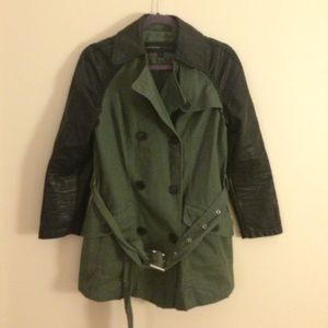 Marc New York Khaki Trench Coat with Faux Leather