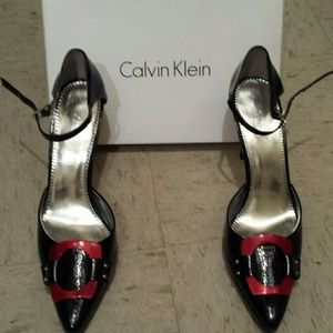 Calvin Klein Black/Red Strappy Pumps