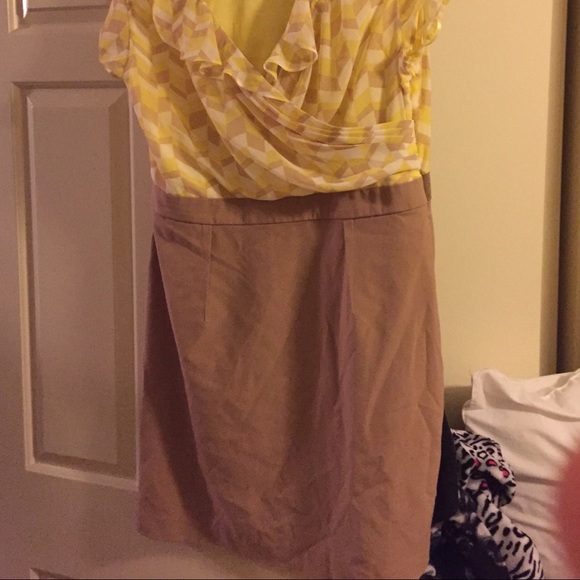 Yellow+ tan New York & Company adorable work dress - Picture 2 of 4