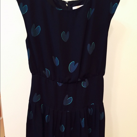 Ann Taylor drop waist dress black w green hearts