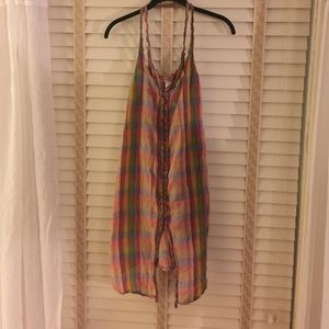Free people rainbow plaid tunic dress top