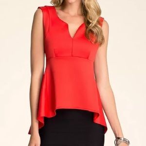 Bebe red peplum stretch blouse