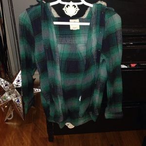 A&E vintage boyfriend flannel jacket w/ wool hood