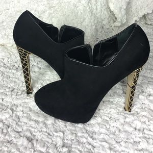 Black n gold frame booties