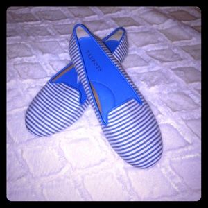 Talbots blue striped canvas slip ons