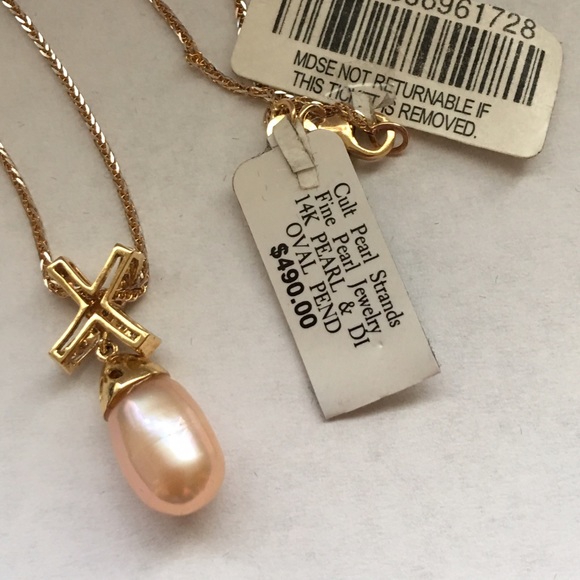 Nwt 14K yellow gold with 💎 & pearl necklace - Picture 2 of 4