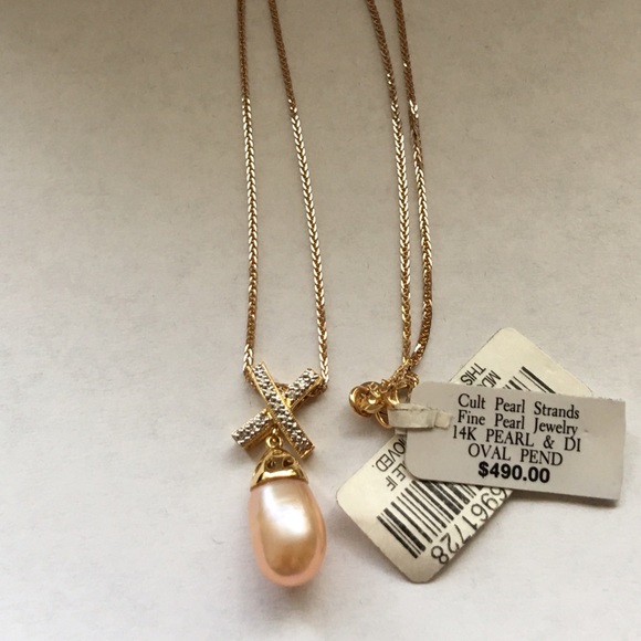 Nwt 14K yellow gold with 💎 & pearl necklace - Picture 3 of 4