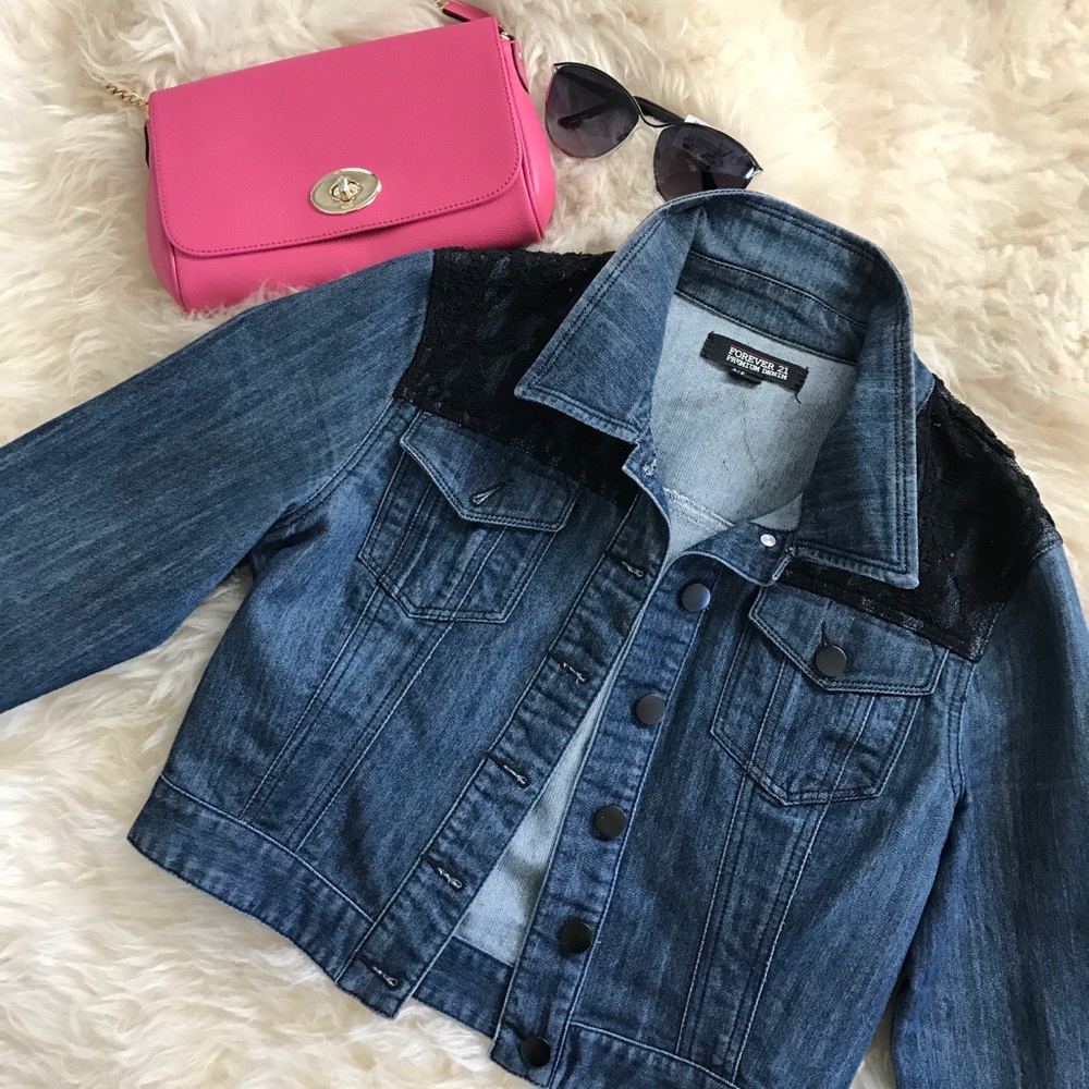 FOREVER 21 lace accent jacket