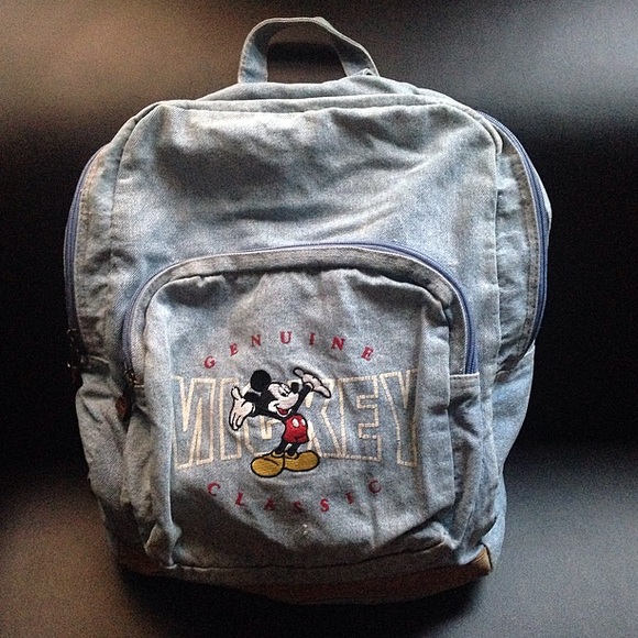 Vintage Mickey Mouse Embroidered Denim Back Pack