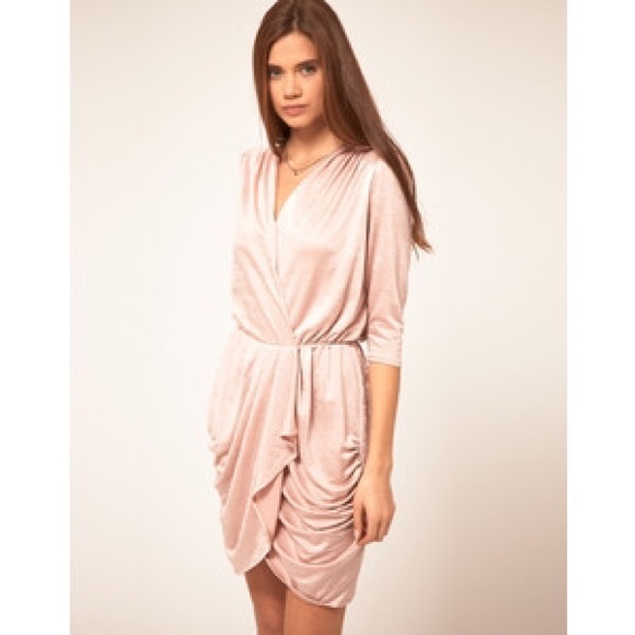 Asos Wrap Dress in Metallic- Nude