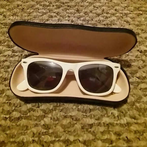 White sunglasses with case bundle
