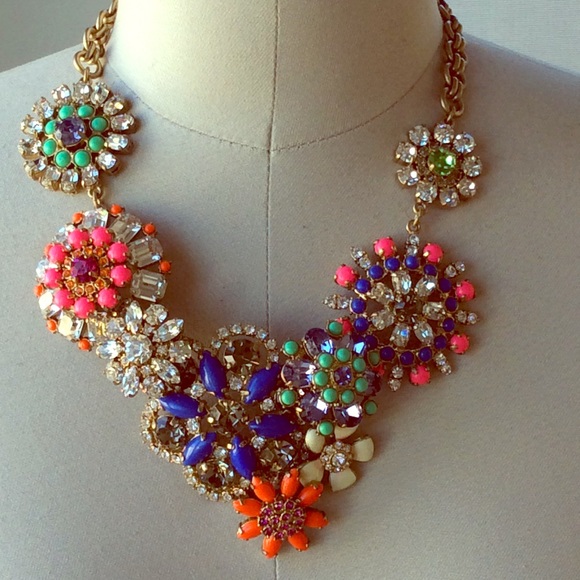 JCrew Floral Jeweled Bib Necklace