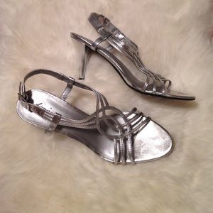 Silver Strappy Heels Sandals