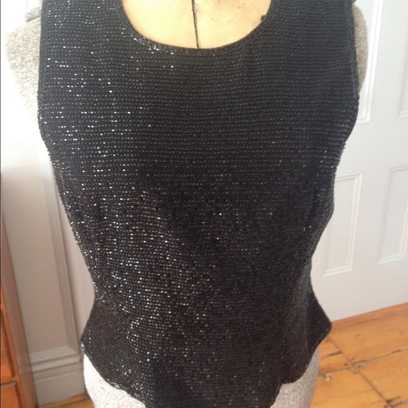 Vintage Black Sequined Glamorous Holiday Top