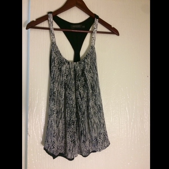 Black and white print, razor back tank