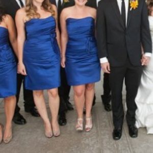 Royal blue strapless cocktail dress