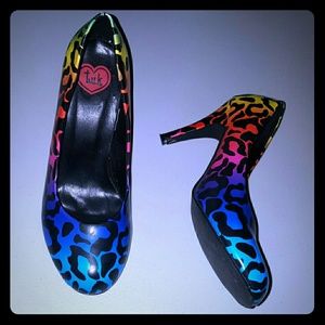 Rainbow Leopard Print Heels