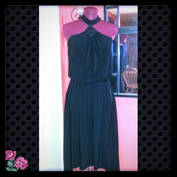 Black halter top dress