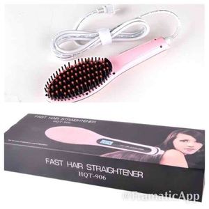Hair brush straightener