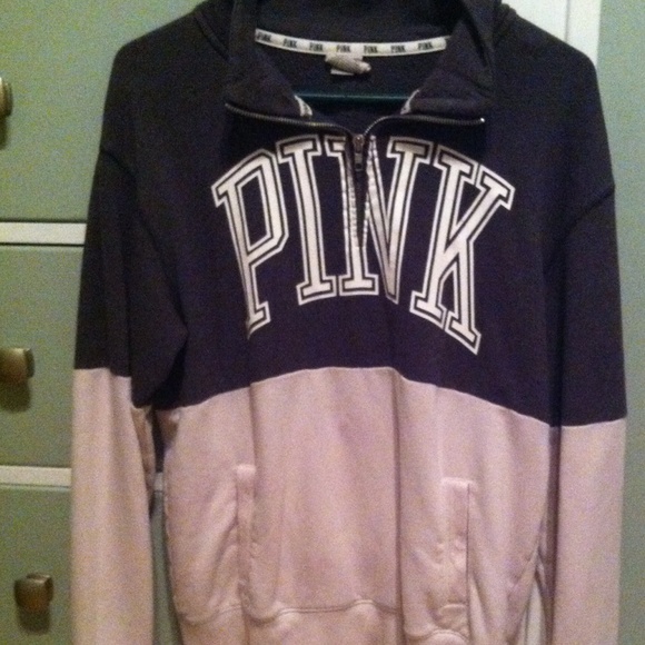 Victoria Secret gray and white half zip up