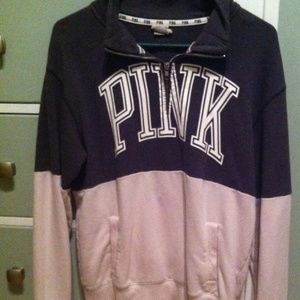 Victoria Secret gray and white half zip up