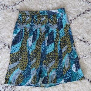 Pleated feather print midi H&M knee length skirt