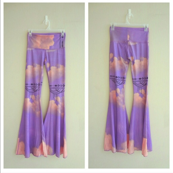 Ombré tie die boho wide flare pants