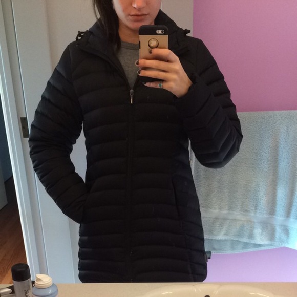 black puffy coat goose down extra long