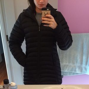 black puffy coat goose down extra long