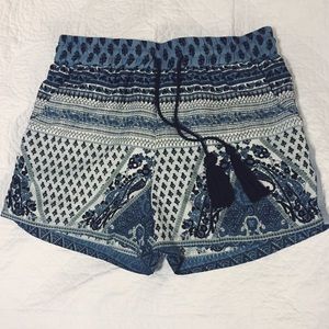 Blue and white patterned shorts