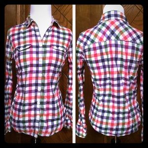 🍁Colorful plaid button-up top🍁