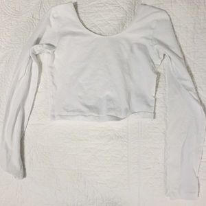 Long sleeve white American Apparel crop top